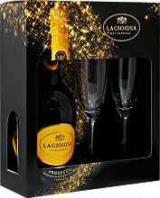 Игристое вино La Gioiosa Prosecco DOC in gift box with two glasses